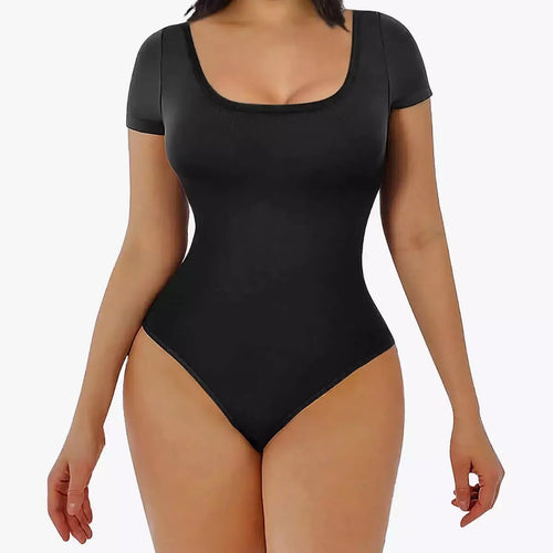 1+1 AKCIA RunwayShape EverydayControl Square Neck Tvarujúci Bodysuit S Krátkym Rukávom Tangá